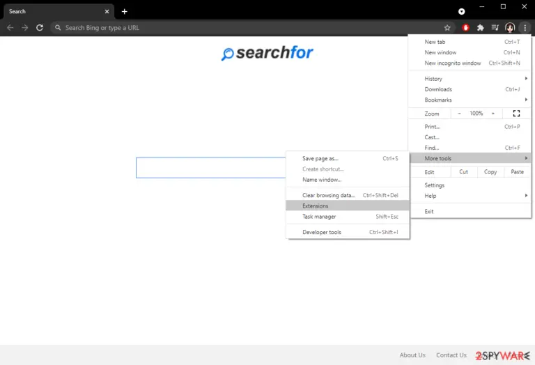 SearchFor Chrome Settings