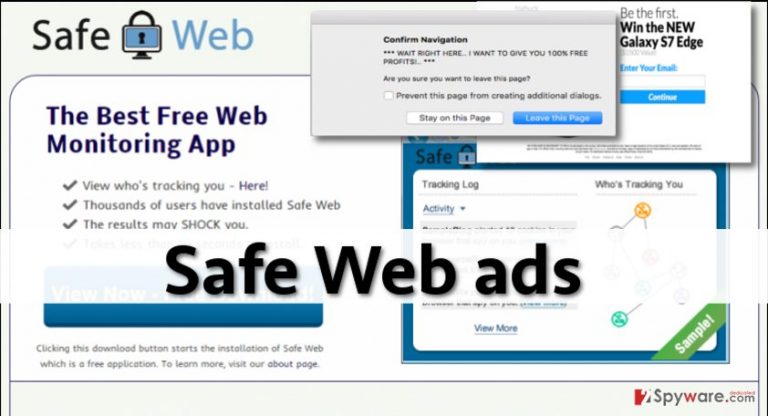 Image showing Safe Web download page and examples of ads Image showing Safe Web download page and examples of ads