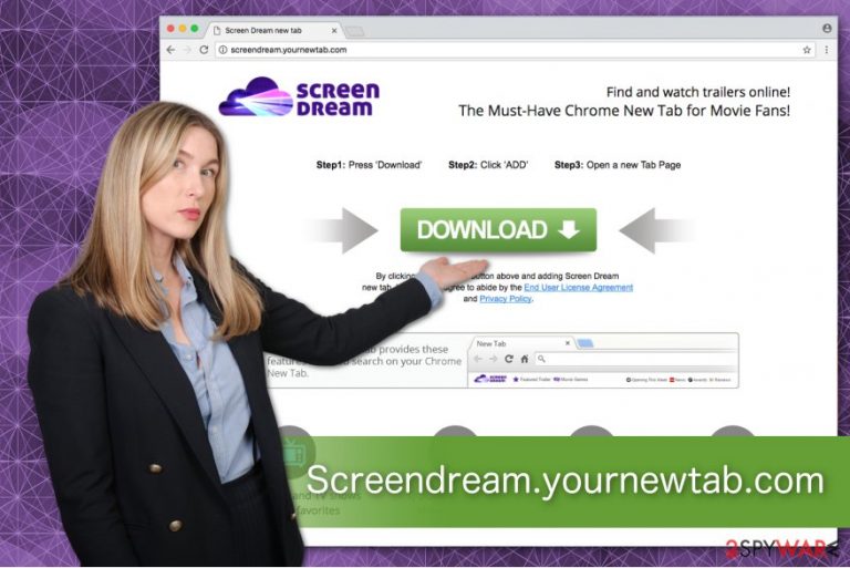 Screendream.yournewtab.com browser hijacker