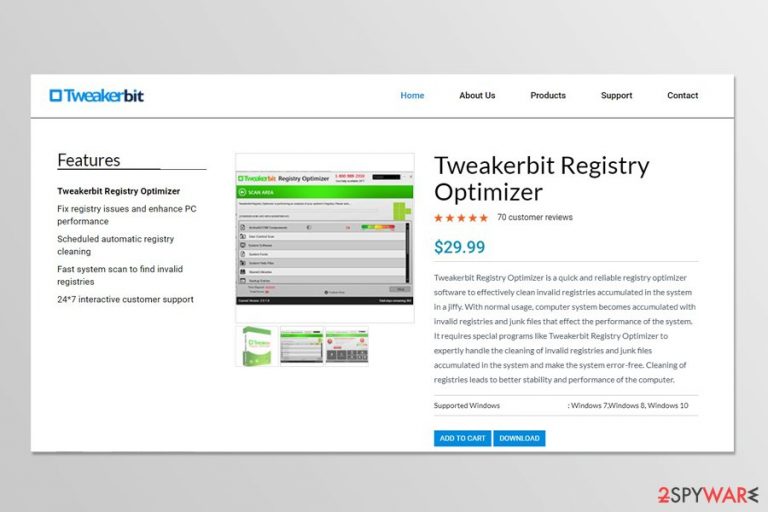 Tweakerbit Registry Optimizer download page Tweakerbit Registry Optimizer download page