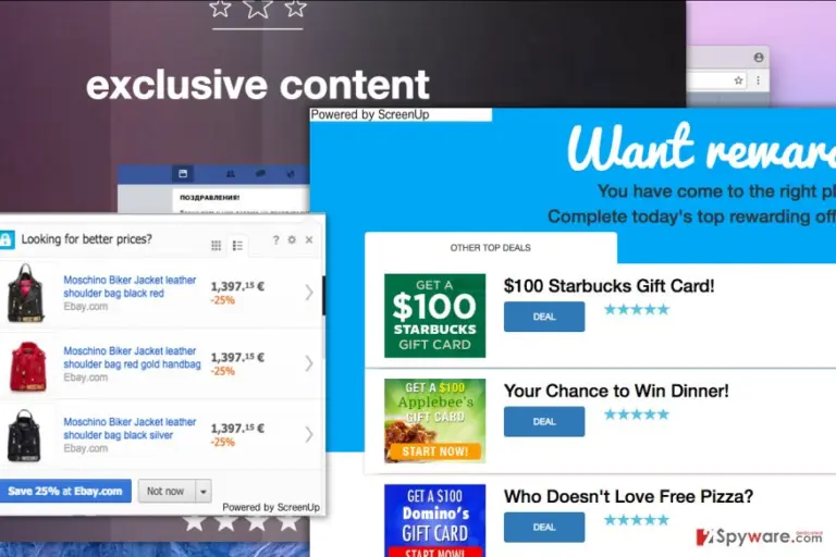 Examples of ScreenUp ads