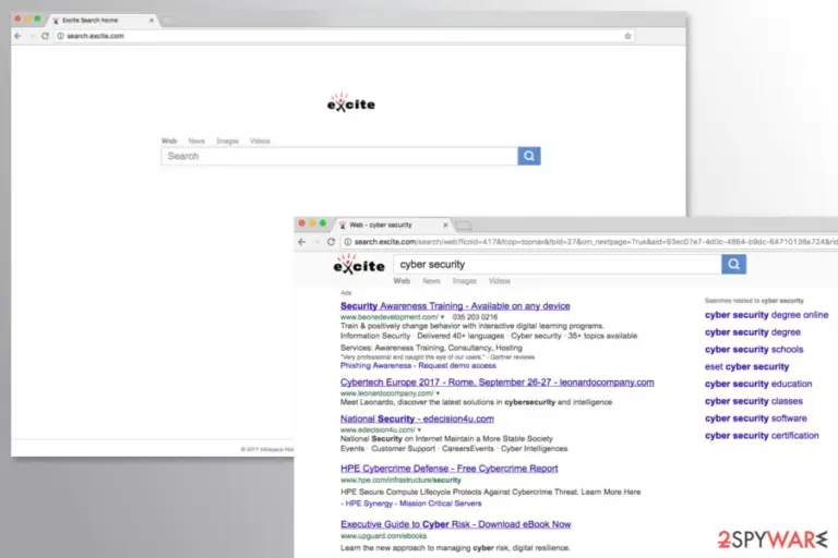 Screenshots of Search.excite.com search