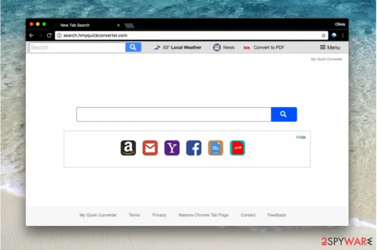 A picture of Search.hmyquickconverter.com hijacker
