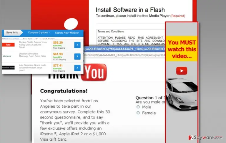 Search New Window ads appear on computer screen