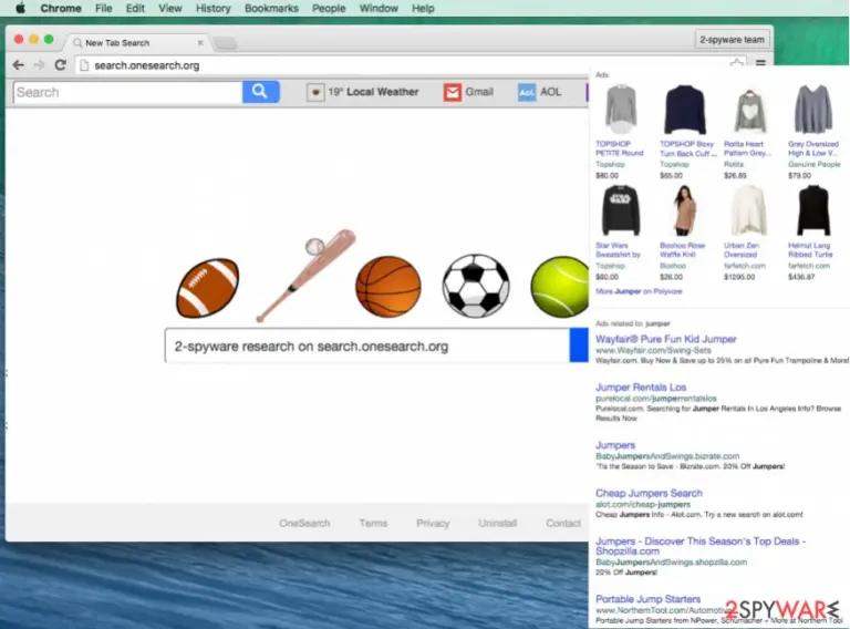 Screenshot of Search.onesearch.org hijacker