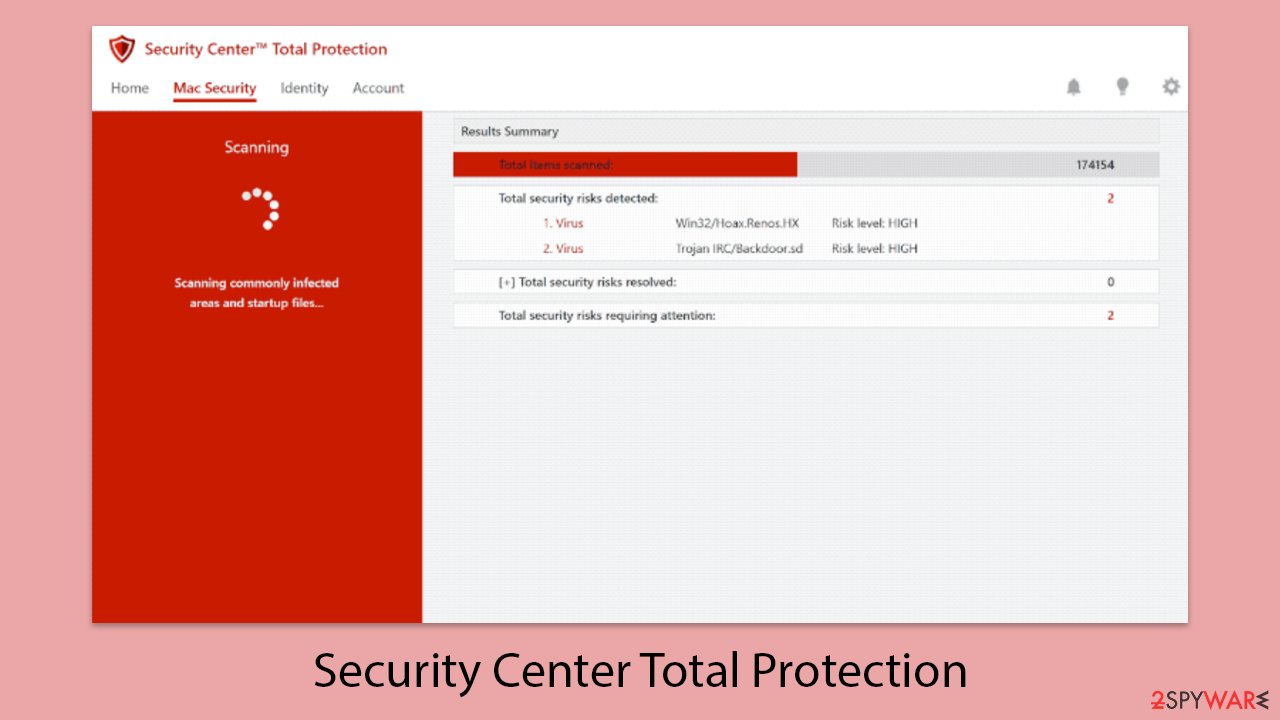 Security Center Total Protection scam