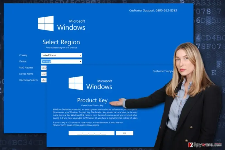 The image of Select Region Tech support scam virus