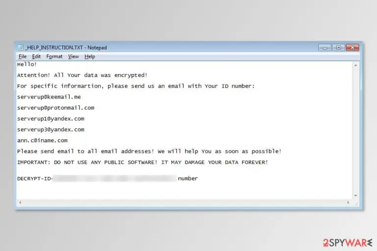Server ransomware ransom note