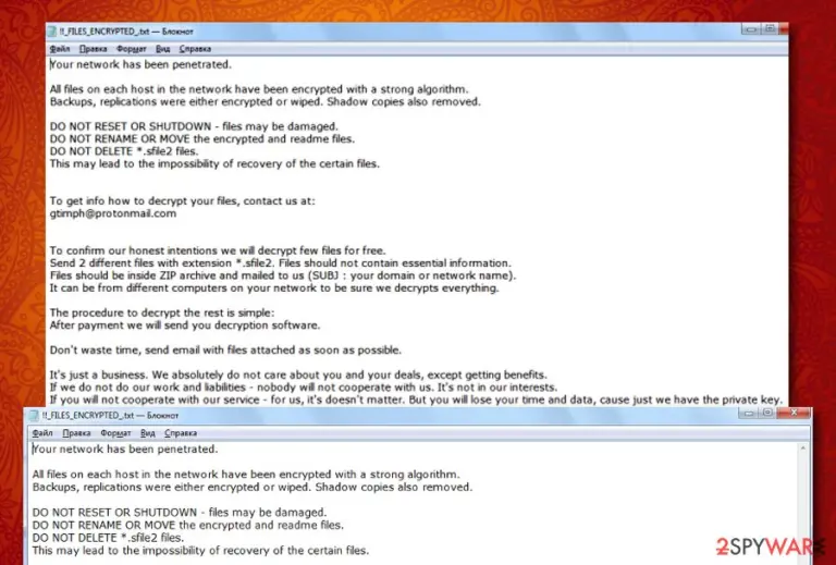Sfile2 ransomware virus