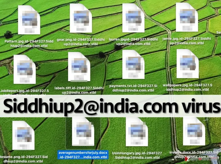 Siddhiup2@india.com virus encrypts files and adds specific file extensions containing unique ID