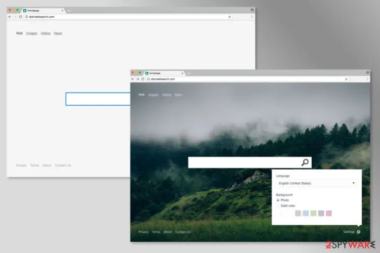 The screenshot of Startwebsearch.com