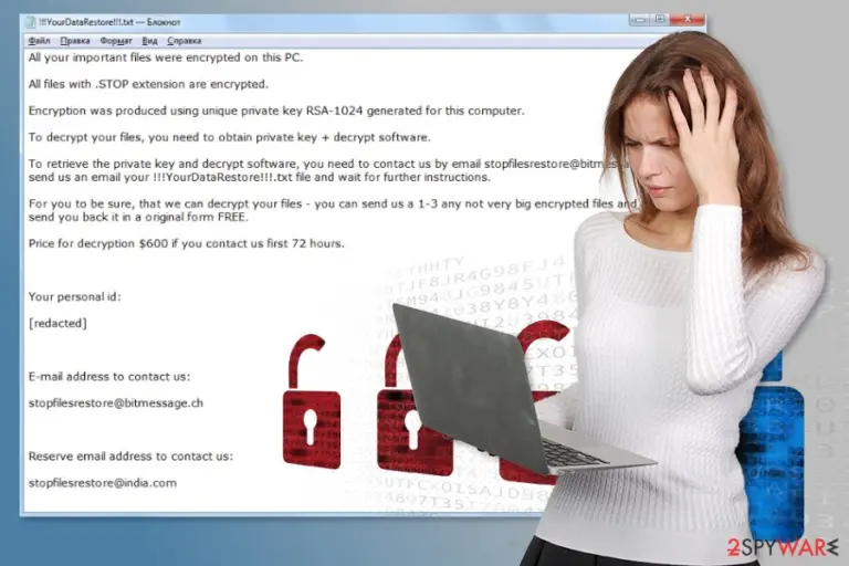 Image of STOP ransomware virus