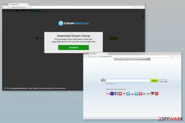 Screenshot of  StreamFrenzy.com virus
