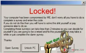 Image of SurveyLocker and the password