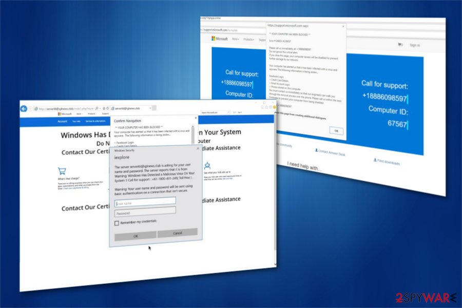 "System Warning" virus example "System Warning" virus example