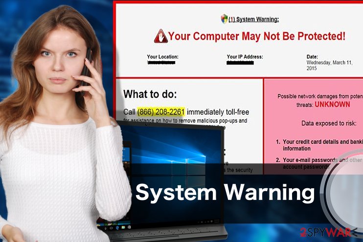 System Warning pop-up virus illustration System Warning pop-up virus illustration