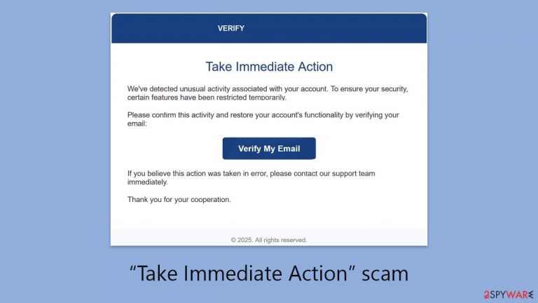 "Take Immediate Action" email scam "Take Immediate Action" email scam
