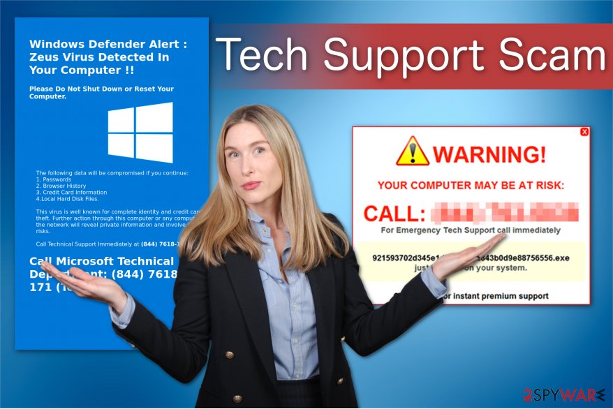 The illustration of Tech Support scam virus The illustration of Tech Support scam virus