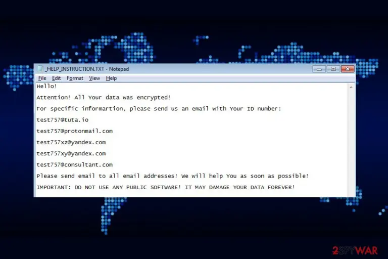 Ransom note by Test ransomware