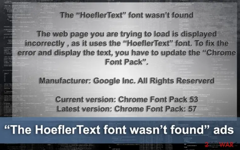 The example of “The HoeflerText font wasn’t found” ads