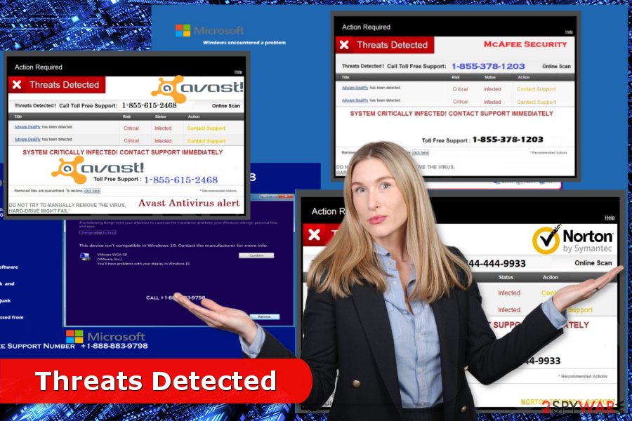 Examples of "Threats Detected" scams Examples of "Threats Detected" scams