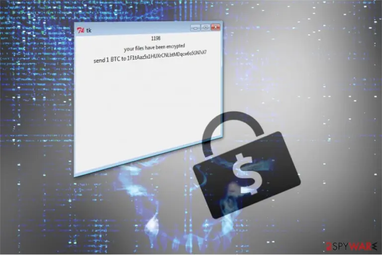The ransom note by Tk ransomware