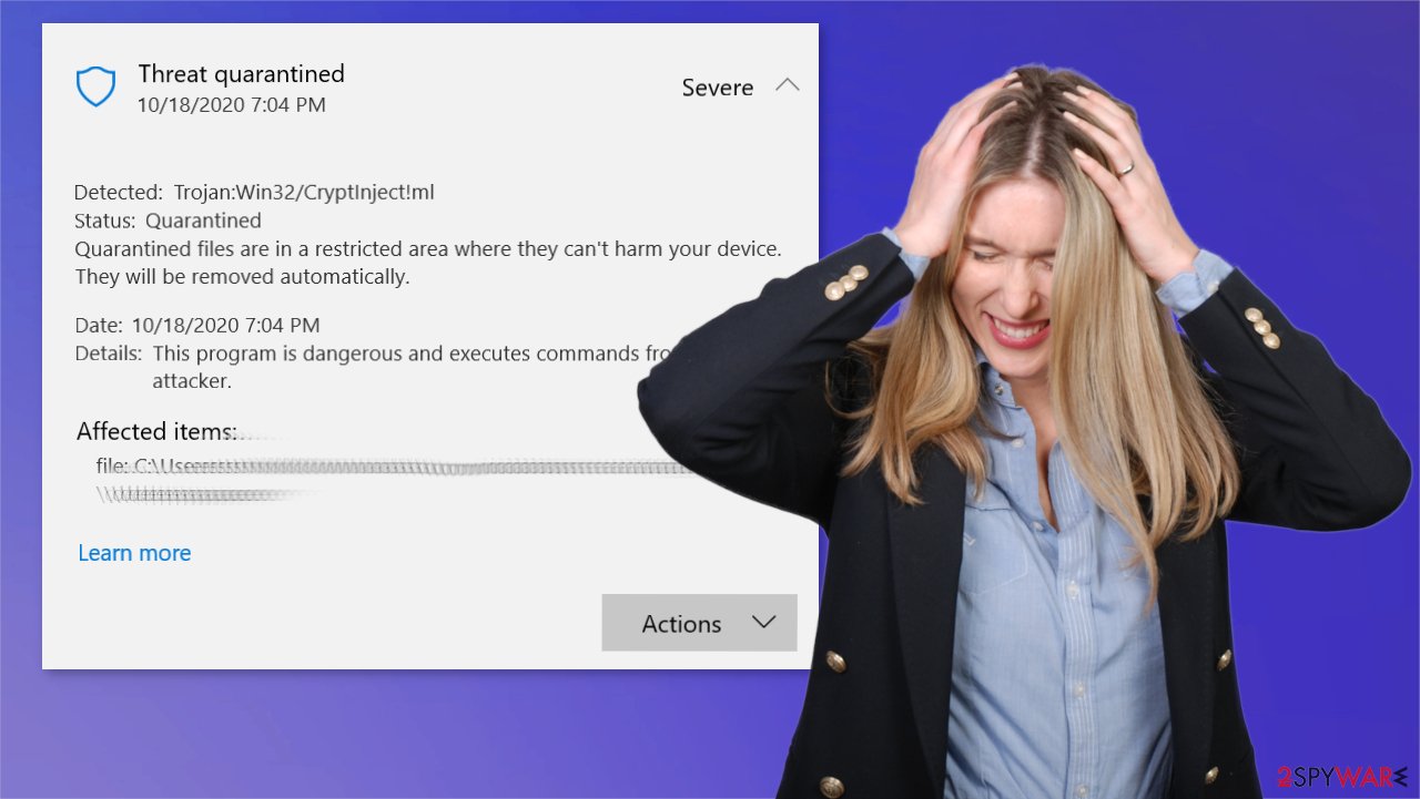 Trojan:Win32/CryptInject!ml virus Trojan:Win32/CryptInject!ml virus