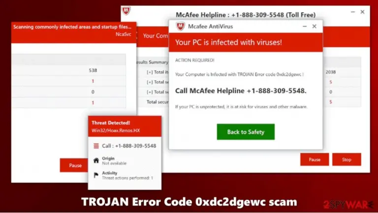TROJAN Error Code 0xdc2dgewc virus scam