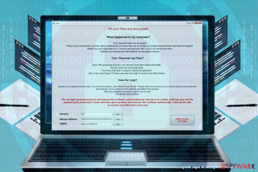Tron ransomware virus illustration Tron ransomware virus illustration