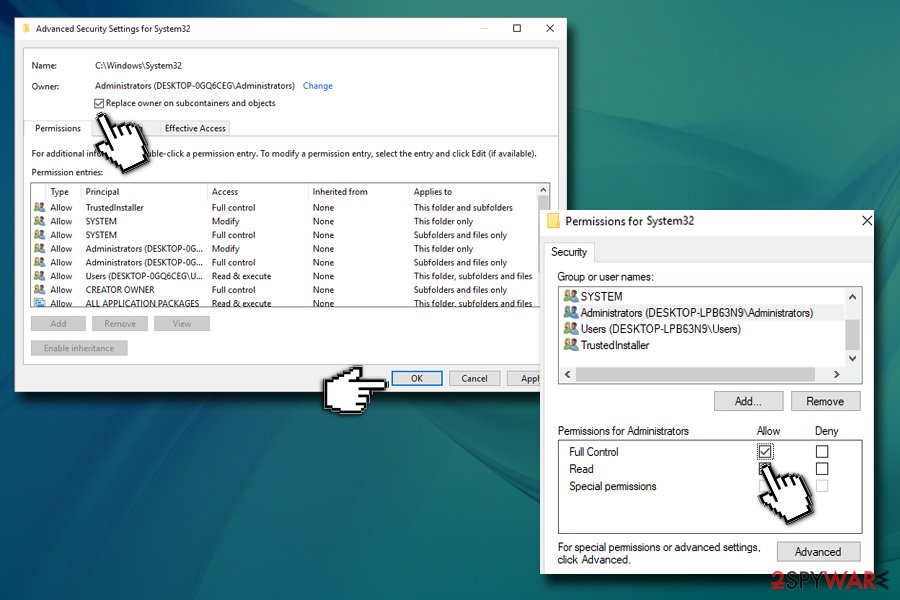 TrustedInstaller - give full control to admin group TrustedInstaller - give full control to admin group