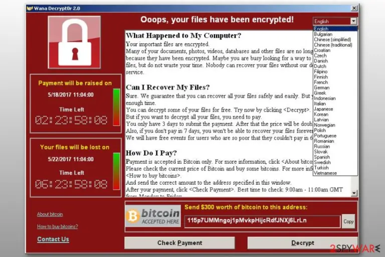 WannaCry ransom note