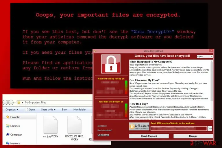 The image of WannaCry 2.0 ransomware virus