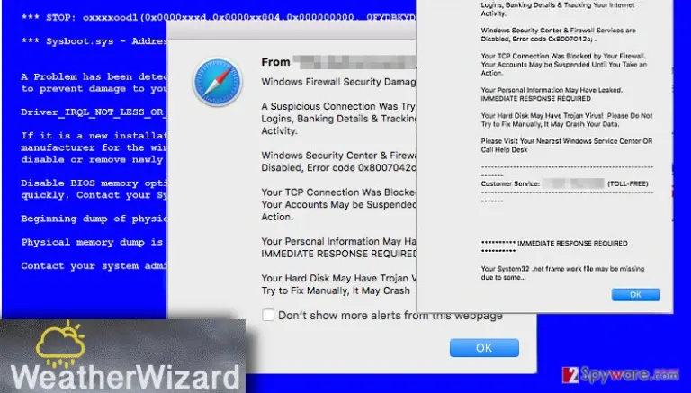 Weather Wizard adware shows fake alerts