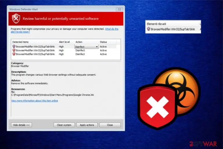 Win32/suptab!blnk PUP