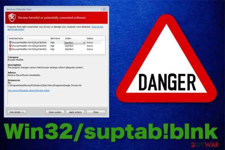 Win32/suptab!blnk virus detection name
