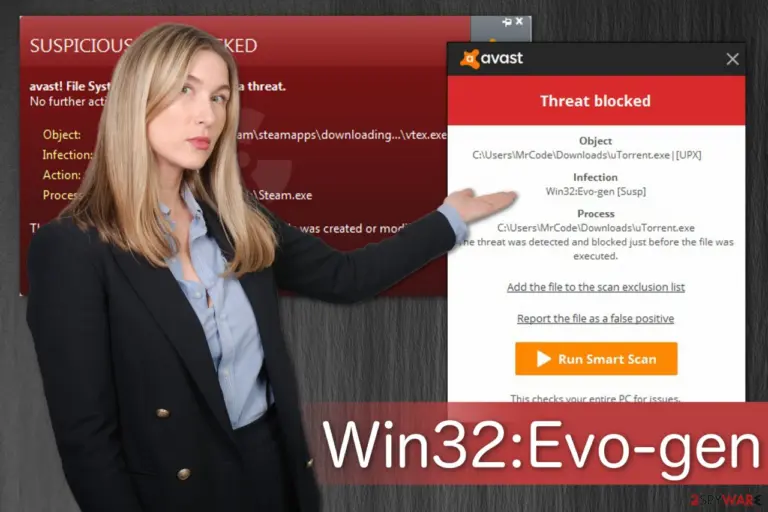 The illustration of Win32:Evo-gen [Susp] alert