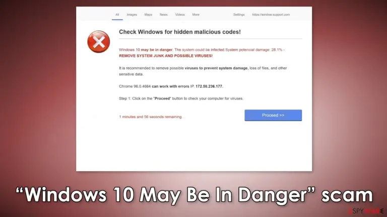 “Windows 10 May Be In Danger” scam