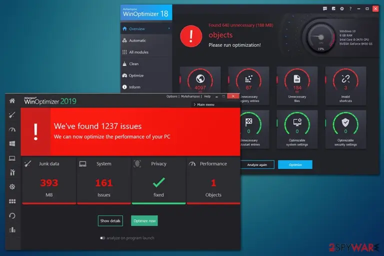 WinOptimizer fake alerts