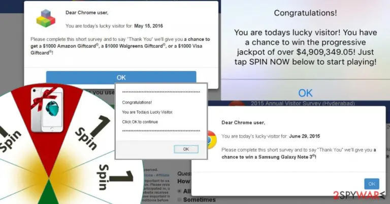 The illustration of “You Are Today's Lucky Visitor” ads