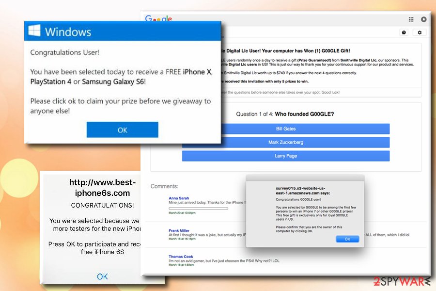 You Have Won A Google Gift fake alert You Have Won A Google Gift fake alert