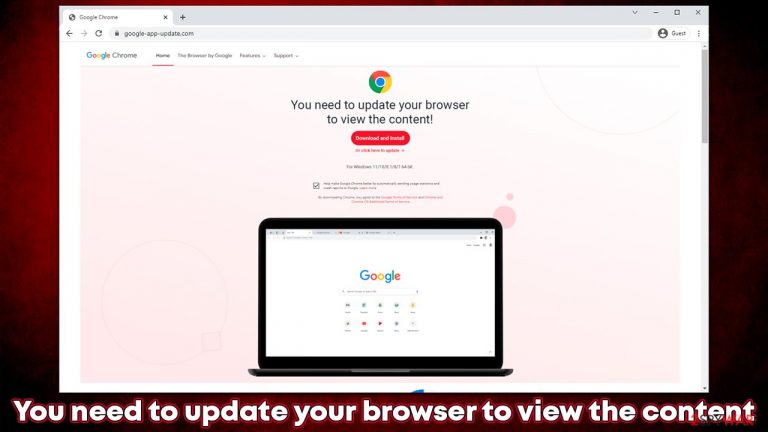 "You need to update your browser to view the content" scam "You need to update your browser to view the content" scam