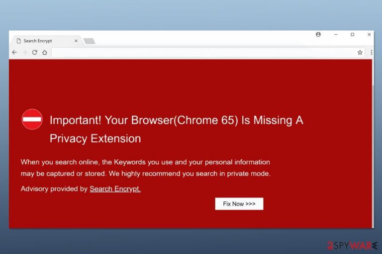 Screenshot of "Your Browser(Chrome 65) Is Missing A Privacy Extension" scam Screenshot of "Your Browser(Chrome 65) Is Missing A Privacy Extension" scam