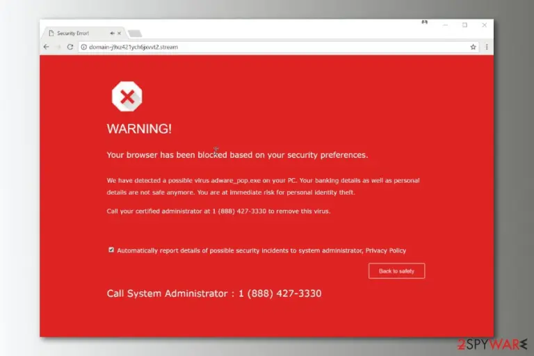 Your Browser Has Been Blocked Based On Your Security Preferences scam