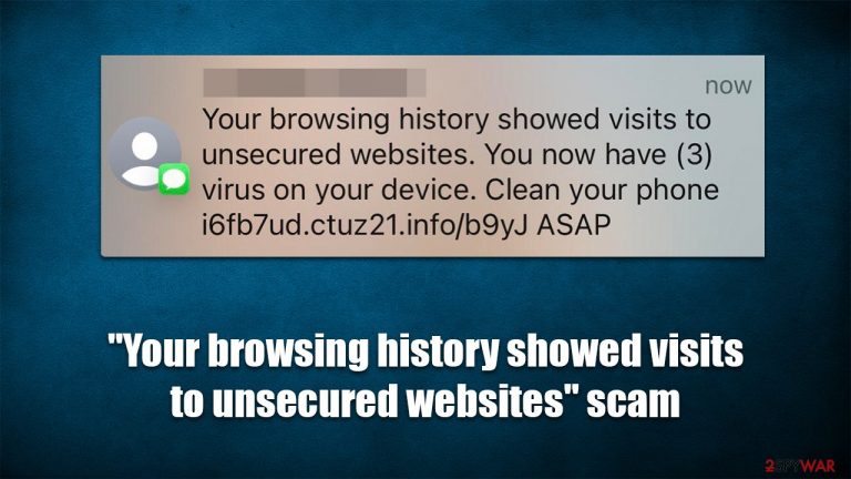 "Your browsing history showed visits to unsecured websites" scam "Your browsing history showed visits to unsecured websites" scam