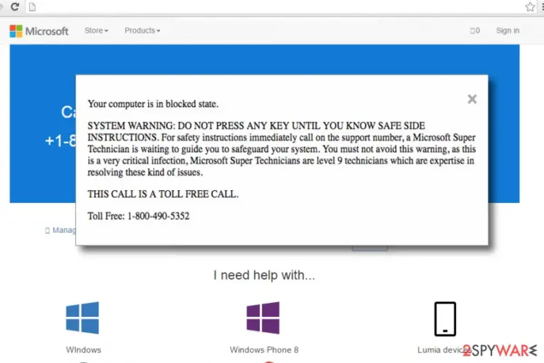 Your Computer Is In Blocked State scam