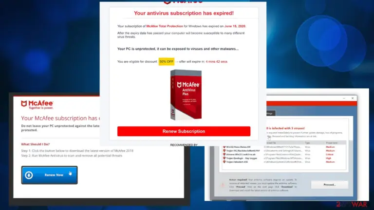 Your McAfee Subscription Has Expired virus