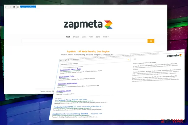 ZapMeta.com redirect virus example