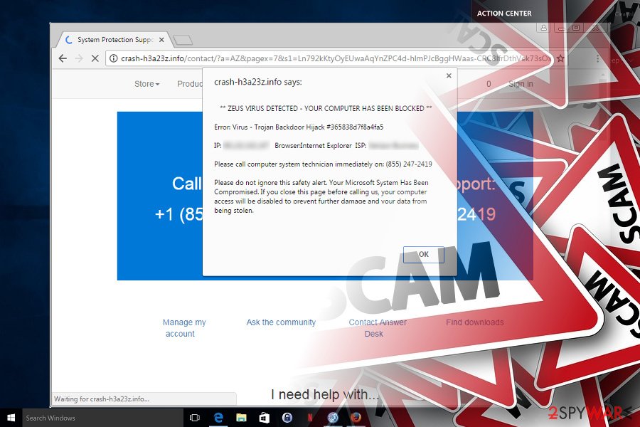 Zeus Virus Detected pop-up alert Zeus Virus Detected pop-up alert