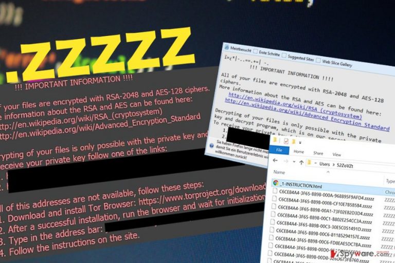 Snapshots of the .zzzzz file extension virus Snapshots of the .zzzzz file extension virus